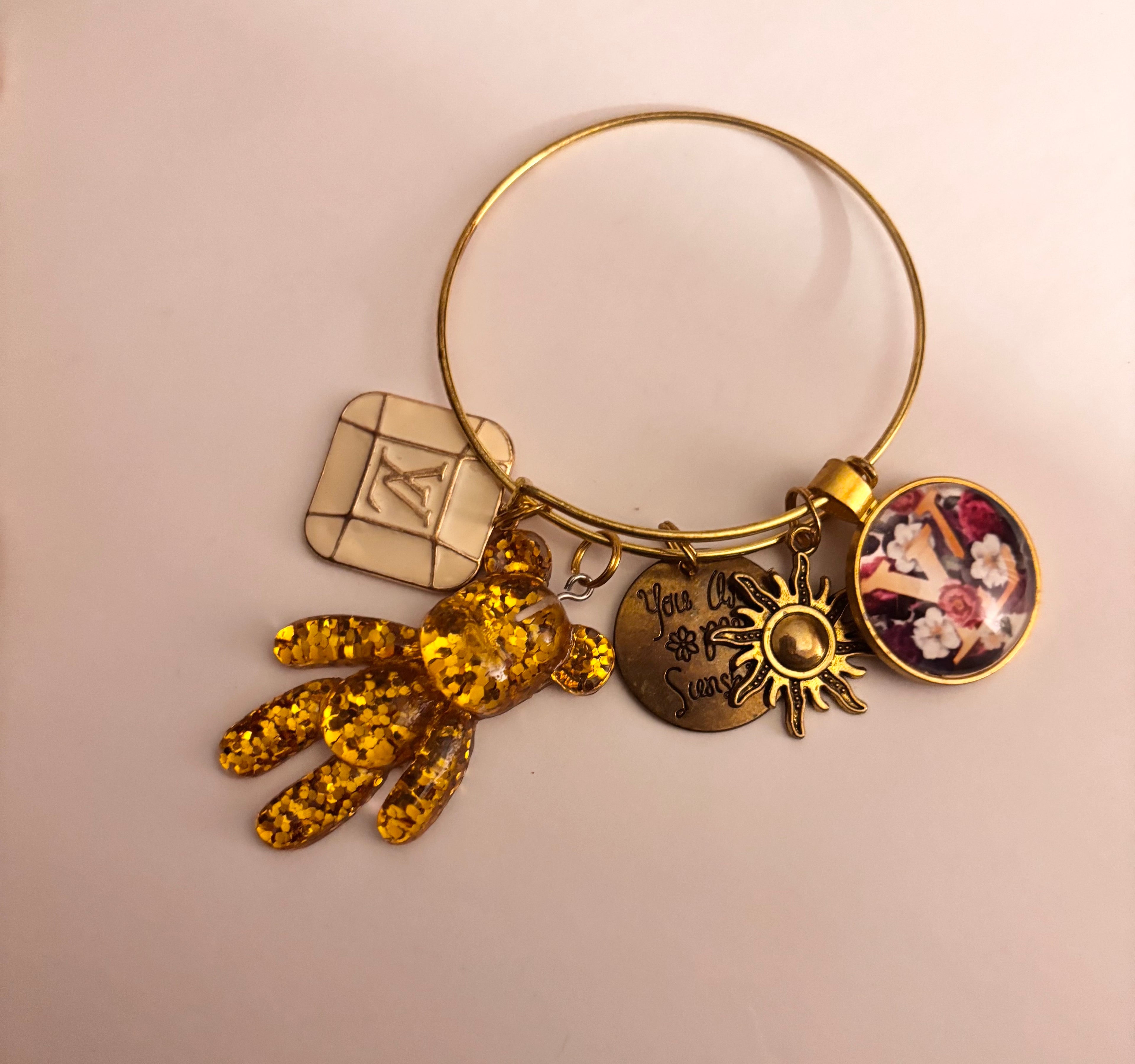 Honey Gold Tone Charm Bangle